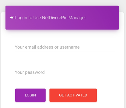 netdivo login page for portal and app for printing recharge cards