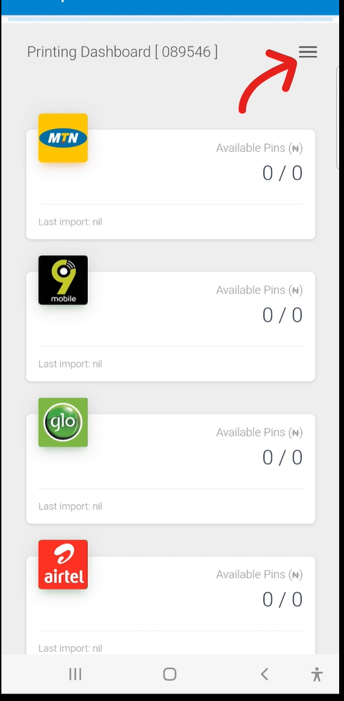 app for printing recharge card of mtn, glo. airtel and 9mobile
