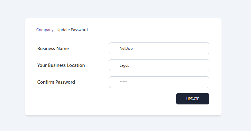 netdivo epin manager business name settings